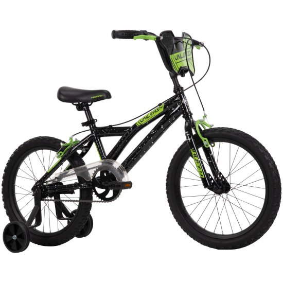 Huffy 18-inch Unleash Boys\' Bike for Kids\', Black / Green