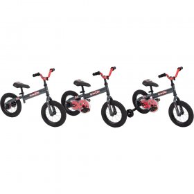 Huffy 22301 Grow 2 Go Kids Bike, Balance to Pedal, Red Bundle with 2 YR CPS Enhanced Protection Pack
