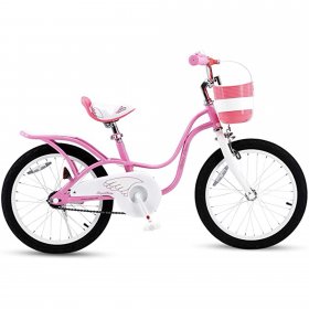 Royalbaby Little Swan Girls and Kid's 12 In. Children's Beginner Bicycles with Training Wheels Basket, Pink and white