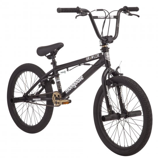Mongoose BRAWLER Boys\' Freestyle BMX Bike, 20\" wheels, Black