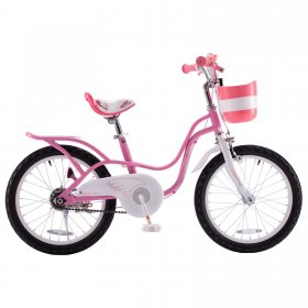 Royalbaby Little Swan Girls and Kid's 18 In Two Hands brakes Children's Beginner Bicycles with Basket Pink and white