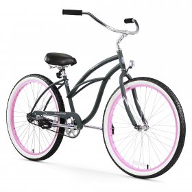 Firmstrong Urban Lady, 26 In., Women's, Single Speed Bicycle, Army Green and Pink