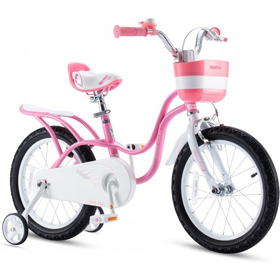 Royalbaby Little Swan Girls and Kid\'s 12 In. Children\'s Beginner Bicycles with Training Wheels Basket, Pink and white