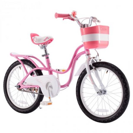 Royalbaby Little Swan Girls and Kid's 18 In Two Hands brakes Children's Beginner Bicycles with Basket Pink and white