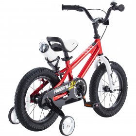 Royalbaby Freestyle Kids Bike 16 In. Girls and Boys Kids Bicycle Red with Training Wheels and Kickstand