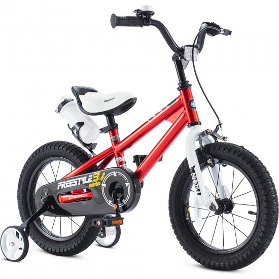 Royalbaby Freestyle Kids Bike 16 In. Girls and Boys Kids Bicycle Red with Training Wheels and Kickstand