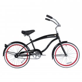 Micargi 20 In. Famous Kid's Size Bike Cruiser, Black, White and Red