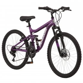 Mongoose Major Mountain Bike, 24-Inch Wheels, 21 Speeds, Purple