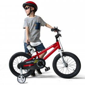 Royalbaby Freestyle Kids Bike 16 In. Girls and Boys Kids Bicycle Red with Training Wheels and Kickstand
