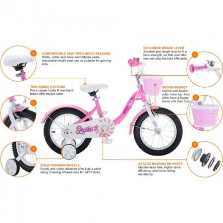 RoyalBaby Spring Kids Bike Girls 16 Inch Bicycle with Basket for Ages 3-9 Years Training Wheel Options Purple