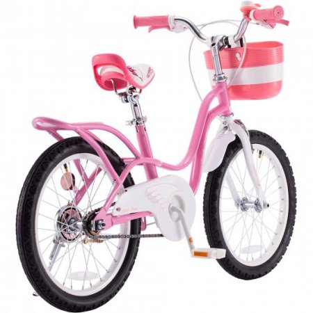 Royalbaby Little Swan Girls and Kid's 18 In Two Hands brakes Children's Beginner Bicycles with Basket Pink and white