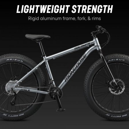 Mongoose 26 In. Dolomite ALX Fat Tire MTB, 16 Speed, Medium Frame, Gray