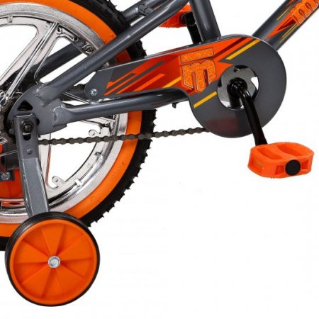 Mongoose 16" Skid Single Speed Kids Training Wheel Sidewalk Bicycle, Gray/Orange