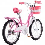 Royalbaby Little Swan Girls and Kid's 18 In Two Hands brakes Children's Beginner Bicycles with Basket Pink and white