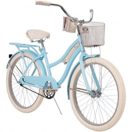 Huffy 24 In. Girls Nel Lusso Women\'s Classic Beach Cruiser Bike, Light Blue