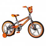 Mongoose 16" Skid Single Speed Kids Training Wheel Sidewalk Bicycle, Gray/Orange