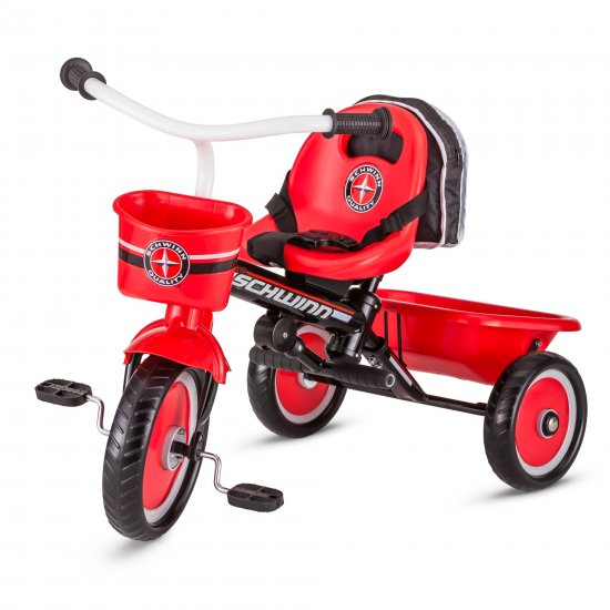 Schwinn Easy-Steer Tricycle with Push/Steer Handle, ages 2 - 4, red & white, toddler bike