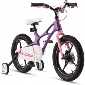 RoyalBaby Space Shuttle Lightweight Magnesium Kid's Bike with Disc Brakes for Boys and Girls, 14 inch with Training Wheels, Lilac