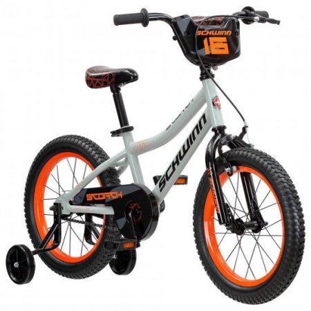 Schwinn Scorch Boy's Bicycle with 16 In. Training Wheels, Color - Gray, Style - Boy's Juvenile