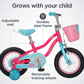 Schwinn Elm Girls Bike for Toddlers and Kids 12'' Pink