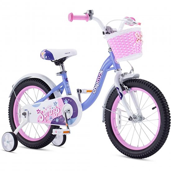 RoyalBaby Spring Kids Bike Girls 16 Inch Bicycle with Basket for Ages 3-9 Years Training Wheel Options Purple