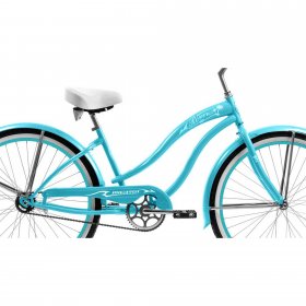 Micargi ROVER GX 26" Beach Cruiser Coaster Brake Single Speed Stainless Steel Spokes One Piece Crank Alloy Pink Rims White Wall Tire 36H With Fenders Color: Black/Baby blue Rim