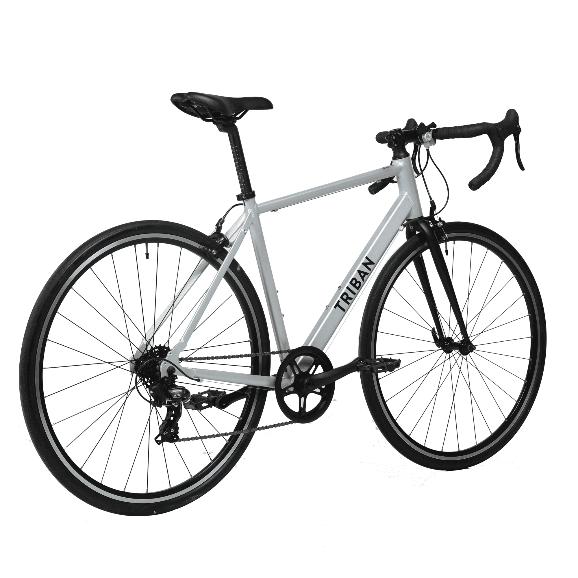 Decathlon Triban Abyss RC100, Aluminum Road Bike, 700c, 7 Speed, Silver, Small